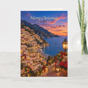 Positano Italië Prettig kerstfeest Feestdagen Kaart