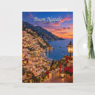 Positano Italië Prettig Kerstfeest Feestdagen Kaart