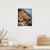 Positano Italië Schilderkunst Print Poster (Keuken)