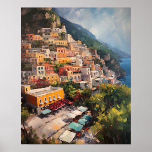 Positano Italië Schilderkunst Print Poster (Voorkant)