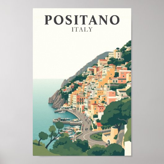 Positano, Italië Stad Vintage Poster (Voorkant)