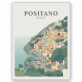 Positano, Italië Stad Vintage  Sticker (Voorkant)
