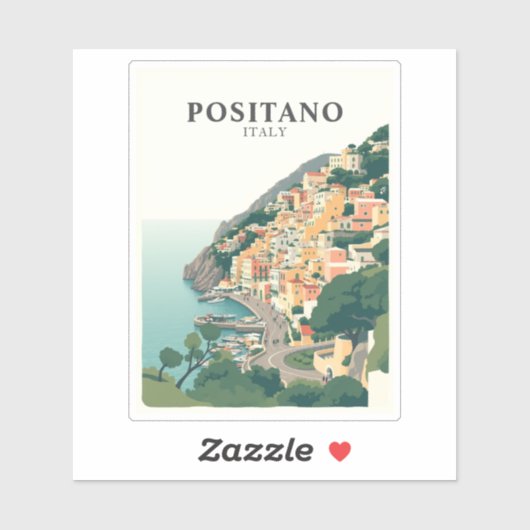 Positano, Italië Stad Vintage  Sticker (Vel)