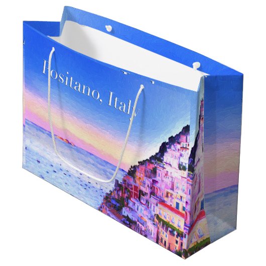 Positano, Italië Sunset Gift Bag Groot Cadeauzakje (Voorkant Gekanteld)