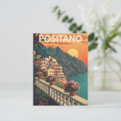  Positano Italië Travel Poster Briefkaart (Staand voorkant)