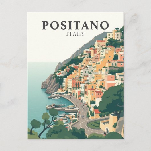 Positano, Italië Vintage Briefkaart (Voorkant)