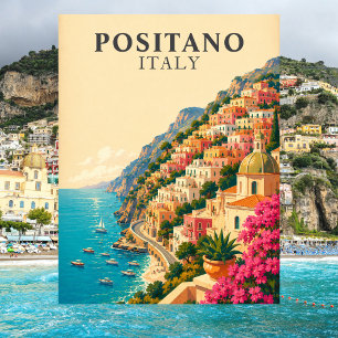 Positano Italië Vintage Reis Amalfi Kust Briefkaart
