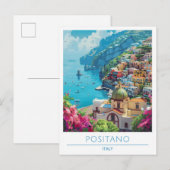 Positano Italië Vintage Reizen Briefkaart (Voorkant / Achterkant)