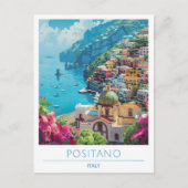Positano Italië Vintage Reizen Briefkaart (Voorkant)