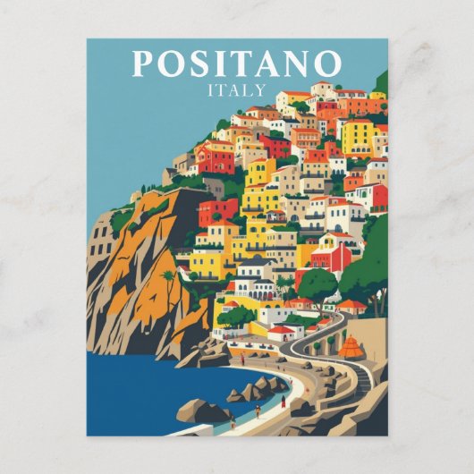 Positano, Italië Vintage Reizen Briefkaart (Voorkant)