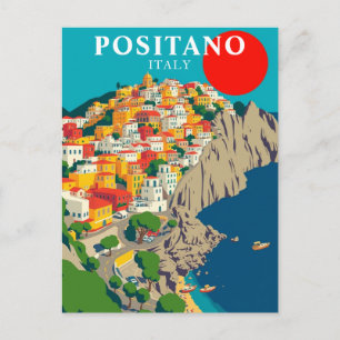 Positano, Italië Vintage zonsopgang Briefkaart