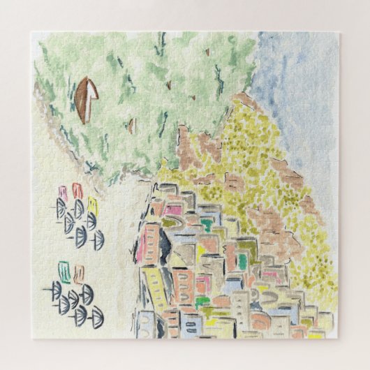 Positano Italië Waterverf Jigzaag Puzzle Legpuzzel (Horizontaal)