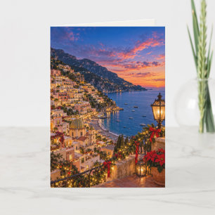 Positano Italië Witte Kerstmis Feestdagen Kaart