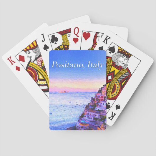 Positano, Italië Zonsondergang Pokerkaarten (Achterkant)