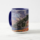 Positano Italy Amalfi Coast Sunset Vintage Travel Mok (Voorkant links)