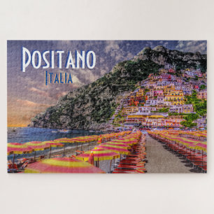 Positano Italy Retro Typografie Travel Legpuzzel