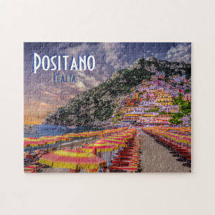 Positano Italy Retro Typography Travel Legpuzzel