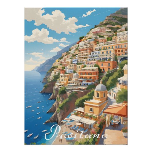 Positano Italy Travel Poster (Voorkant)