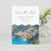 Positano Italy Wedding Save the Date Kaart (Staand voorkant)