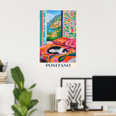 Positano Kat Poster, Amalfi Coast Raam Uitzicht Poster (Thuiskantoor)