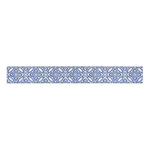 Positano kobalt blauw en witte Tegel matching Grosgrain Lint