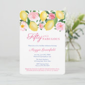 Positano Lemon 50 en Fabulous 50th Birthday Party Kaart (Staand voorkant)