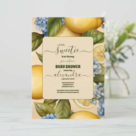 Positano Lemons Baby shower Party Kaart (Staand voorkant)