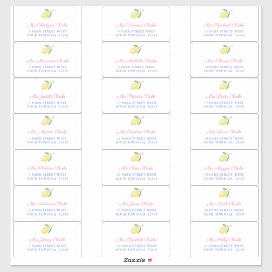 Positano Lemons Guest Envelope Adresetiketten Sticker (Vel)