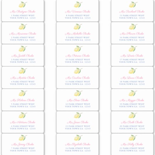 Positano Lemons Guest Envelope Adresetiketten Sticker (Voorkant)