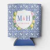 Positano Lemons Pink Blue Tegels Bachelorette Blikjeskoeler (Voorkant)