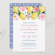 Positano Lemons Pink Floral Blue Tegel Wedding