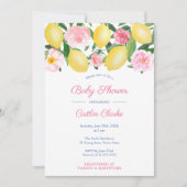 Positano Lemons Pink Roses Girl Baby shower Kaart (Voorkant)
