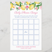 Positano Lemons Roze Baby shower Bingo Game Kaart (Voorkant)