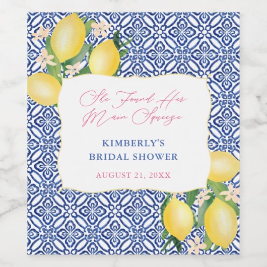 Positano Main Squeeze Zittend bruidsfeest lunch Wijn Etiket (Enkel label)