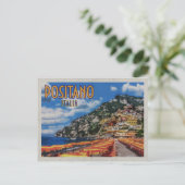 Positano Modern Distress Vintage Travel Briefkaart (Staand voorkant)