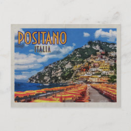 Positano Return Address Distress Vintage Travel Briefkaart
