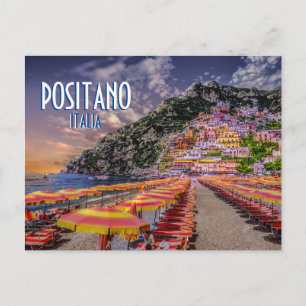 Positano Return Address Retro Typography Travel Briefkaart
