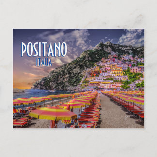 Positano Return Address Retro Typography Travel Briefkaart
