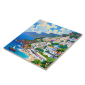 Positano Village, Italië, Waterverf aan de Italiaa Tegeltje (Zijkant)