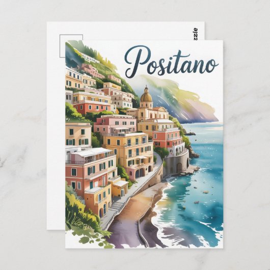 Positano-waterverf Briefkaart (Voorkant / Achterkant)