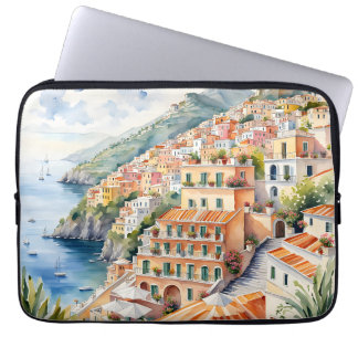 Positano: Waterverf charme van de Italiaanse Amalf Laptop Sleeve