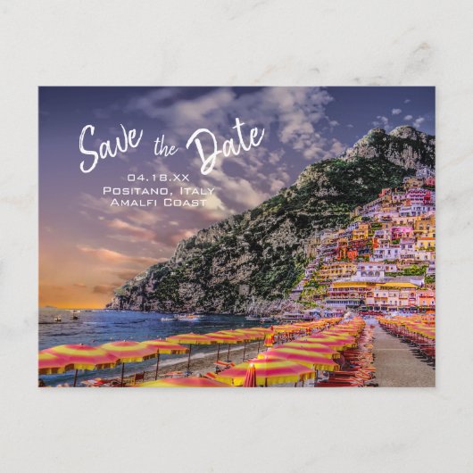 Positano Wedding Amalfi kust Italiaans huwelijk Aankondigingskaart (Voorkant)