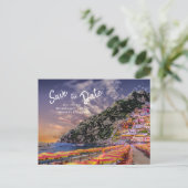 Positano Wedding Amalfi kust Italiaans huwelijk Aankondigingskaart (Staand voorkant)