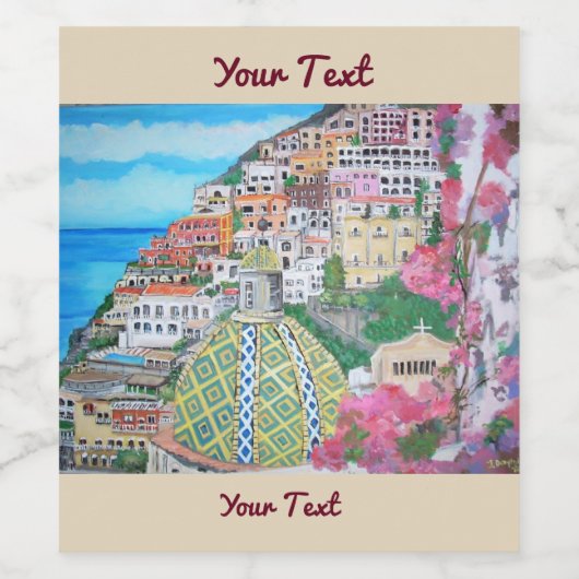 Positano, wijn (of mousserende wijn) Flesetiket Wijn Etiket (Enkel label)