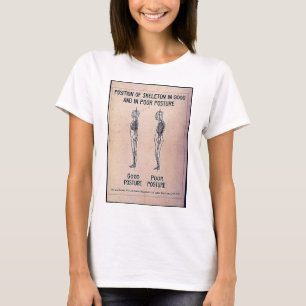 Positie van het skelet in goede en slechte toestan t-shirt