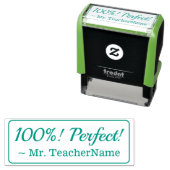 Positief "100%! Perfect!" + Aangepaste Tutor Naam Zelfinktende Stempel