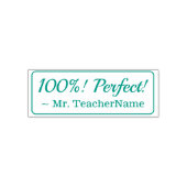 Positief "100%! Perfect!" + Aangepaste Tutor Naam Zelfinktende Stempel