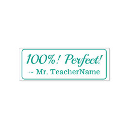 Positief "100%! Perfect!" + Aangepaste Tutor Naam Zelfinktende Stempel