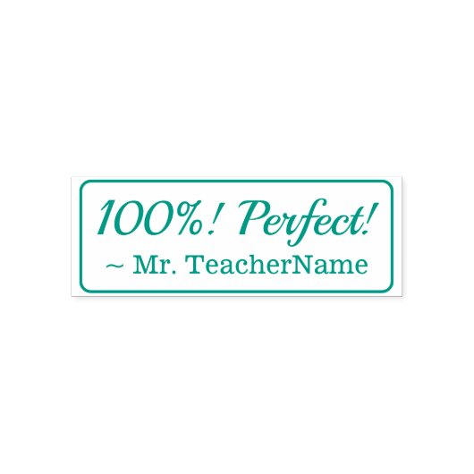 Positief "100%! Perfect!" + Aangepaste Tutor Naam Zelfinktende Stempel