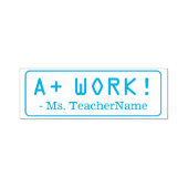 Positief "A+ WERK!" + Naam leraar Rubberstempel Zelfinktende Stempel (Design)